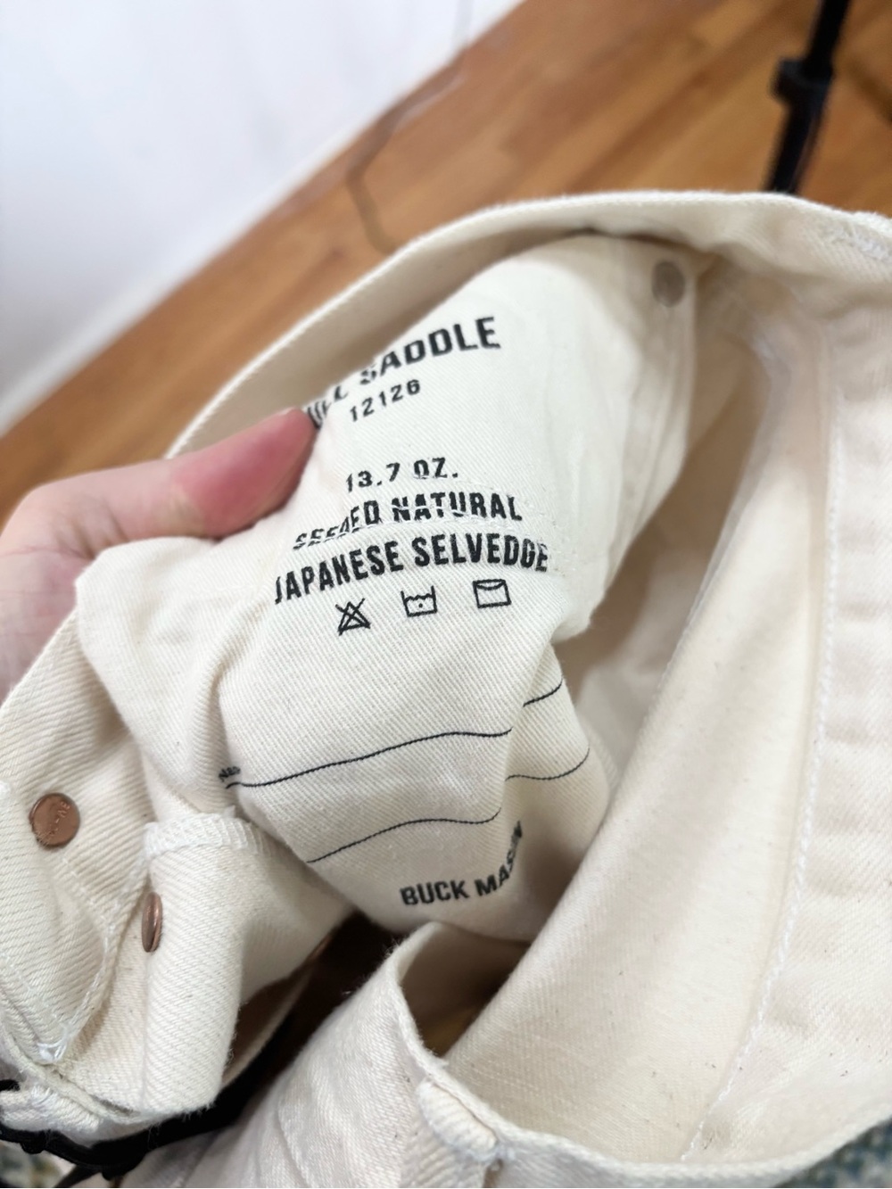 Buck Mason Japanese bookstore selvage full saddle jeans men’s size 33x28 new - Picture 11 of 11